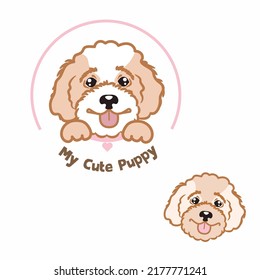 Maltipoo Poodle Puppy Logo Vector Template For Veterinery Pet Clinic Or Zoo