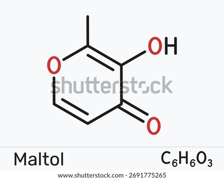 Maltol E636 molecule. Flavour enhancer and aroma compound. Vector illustration