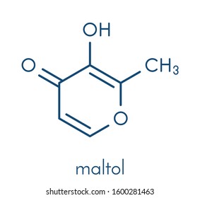 Maltol food additive molecule (E636). Skeletal formula.