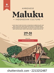 maluku ambonese indonesia culture handrawn illustration for social media platform