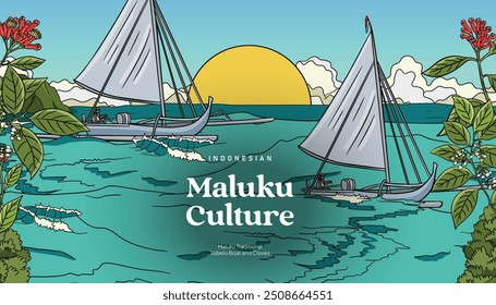 Ilustração de Maluku para o layout do cartaz do turismo