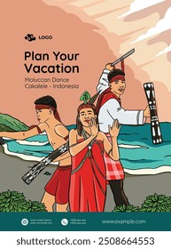 Ilustração de Maluku para o layout do cartaz do turismo