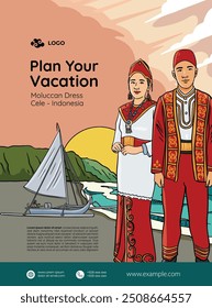 Ilustração de Maluku para o layout do cartaz do turismo