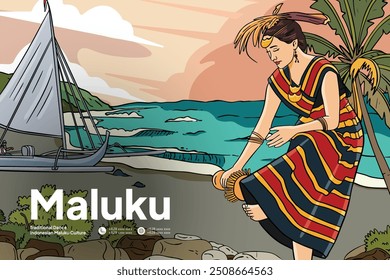 Ilustração de Maluku para o layout do cartaz do turismo