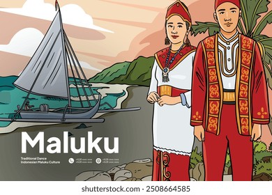 Ilustração de Maluku para o layout do cartaz do turismo