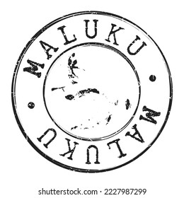 Maluku, Indonesia Silhouette Postal Passport. Stamp Round Vector Icon Map. Design Travel Postmark. 