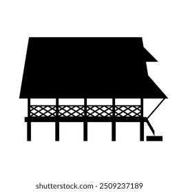 Maluku  traditional house silhouette vector illustration design template elements, indonesian ancient architecture clip art

