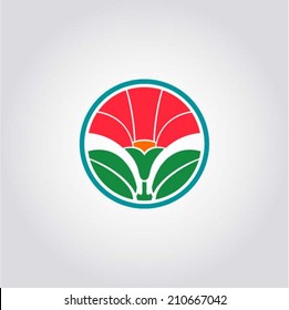 Malva - garden flower - design element, app symbol, web design. Vector illustration