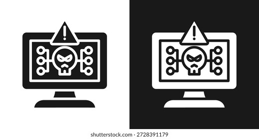 Icono De Alerta De Malware En Blanco Y Negro Estilo Glifo