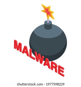 Malware bomb icon. Isometric of Malware bomb vector icon for web design isolated on white background