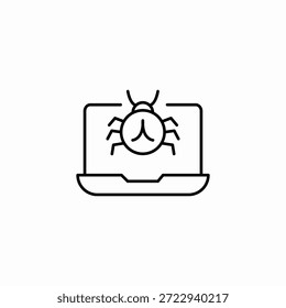 Malware Bug Icono de portátil Signo Vector