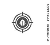 Malware bug in target vector icon. Network Vulnerability - Virus, Malware, Ransomware, Fraud, Spam, Phishing, Email Scam, Hacker Attack - IT Security Concept Design, Vector illustration.