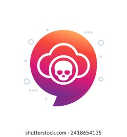 malware in cloud vector icon for web