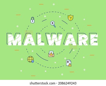 malware concept with word or text on center with icon spreading around