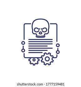 malware, cyber attack line icon
