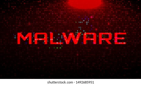 Malware Cyber Security Alert Concept. Dark Red BG