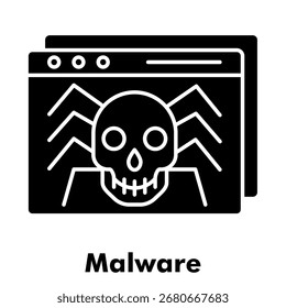 Estilo De Glifo Do Ícone De Malware. Ilustração De Vetor Para Design Gráfico