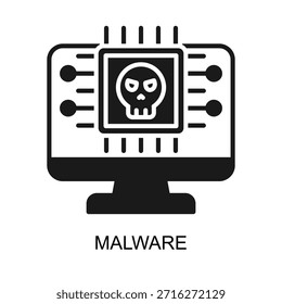 Ilustração de vetor de glifos de ícones de malware