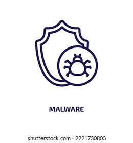 malware icon from internet security collection. Thin linear malware, virus, security outline icon isolated on white background. Line vector malware sign, symbol for web and mobile