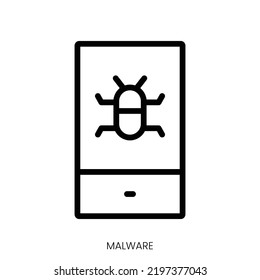 malware icon. Line Art Style Design Isolated On White Background