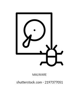 malware icon. Line Art Style Design Isolated On White Background