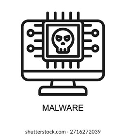 Ilustração de vetor de linha de ícone de malware