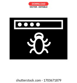 Icono de malware o logotipo símbolo de signo aislado ilustración vectorial - iconos vectoriales de estilo negro de alta calidad

