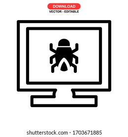 Icono de malware o logotipo símbolo de signo aislado ilustración vectorial - iconos vectoriales de estilo negro de alta calidad
