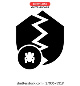 Icono de malware o logotipo símbolo de signo aislado ilustración vectorial - iconos vectoriales de estilo negro de alta calidad

