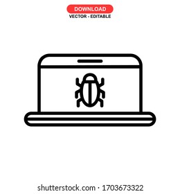Icono de malware o logotipo símbolo de signo aislado ilustración vectorial - iconos vectoriales de estilo negro de alta calidad
