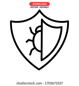 Icono de malware o logotipo símbolo de signo aislado ilustración vectorial - iconos vectoriales de estilo negro de alta calidad
