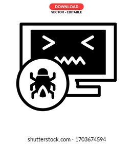 Icono de malware o logotipo símbolo de signo aislado ilustración vectorial - iconos vectoriales de estilo negro de alta calidad
