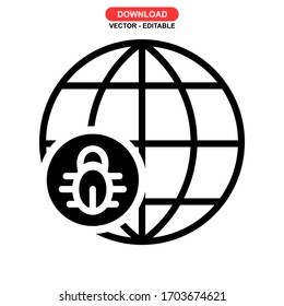 Icono de malware o logotipo símbolo de signo aislado ilustración vectorial - iconos vectoriales de estilo negro de alta calidad
