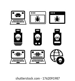 Malware-Symbol oder -Logo einzeln auf Zeichen - Vektorgrafik - Sammlung hochwertiger Vektorsymbole mit schwarzem Stil
