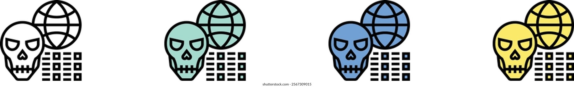 malware icon. Outline, Green, Blue and Yellow Style Design Isolated On White Background