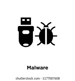 Malware icon vector isolated on white background, logo concept of Malware sign on transparent background, filled black symbol