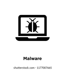 Malware icon vector isolated on white background, logo concept of Malware sign on transparent background, filled black symbol