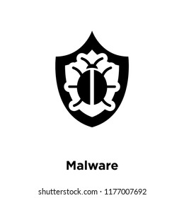 Malware icon vector isolated on white background, logo concept of Malware sign on transparent background, filled black symbol