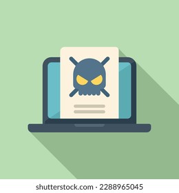 Malware laptop icon flat vector. Virus error. Web report