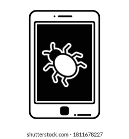 Malware mobile Half Glyph Style vector icon which can easily modify or edit