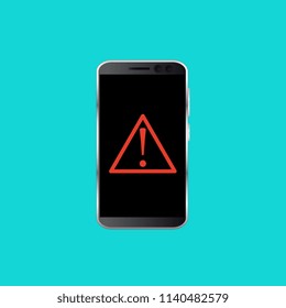 Malware notification concept on smartphone. Red alert, concept of spam data. Vector