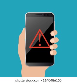 Malware notification concept on smartphone. Red alert, concept of spam data. Vector