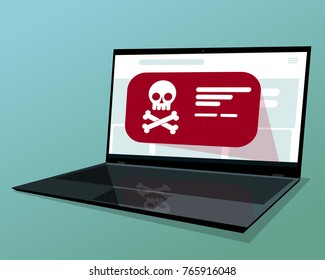 Malware notification on laptop screen