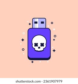 malware on usb drive, cyber attack vector icon