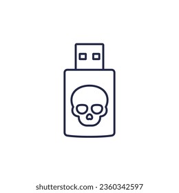 Malware auf USB-Laufwerk-Symbol auf weiß