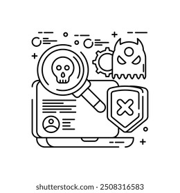 Ícone de Contorno de Malware, Ilustração de vetor