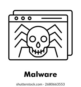 Ilustração do Vetor de Ícone de Contorno de Malware