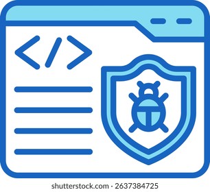 Malware Protection Icon Blue Vector Illustration