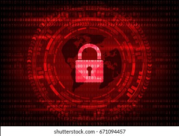 Malware Ransomware virus encrypted files and show key lock with world map on binary code and gear background. Vector illustration cybercrime and cyber security concept.