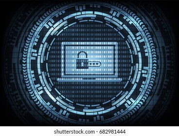 Malware Ransomware virus encrypted files and show key padlock with code on laptop computer on binary code and gear background. Vector illustration cybercrime and cyber security concept.